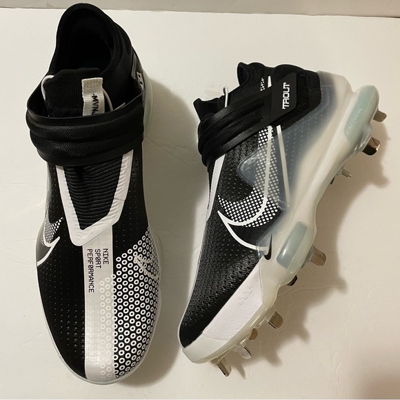 Nike Force Zoom Trout 7 White/Black Metal Baseball Cleats Size 9 - Picture 2 of 8